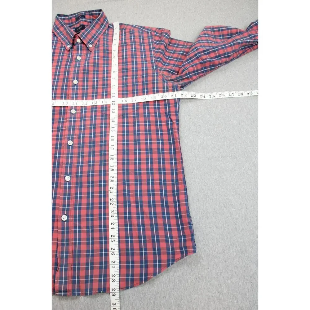 J‎ Crew Shirt Mens Large Plaid 100% Cotton Long Sleeve Slim Fit Button-Down
